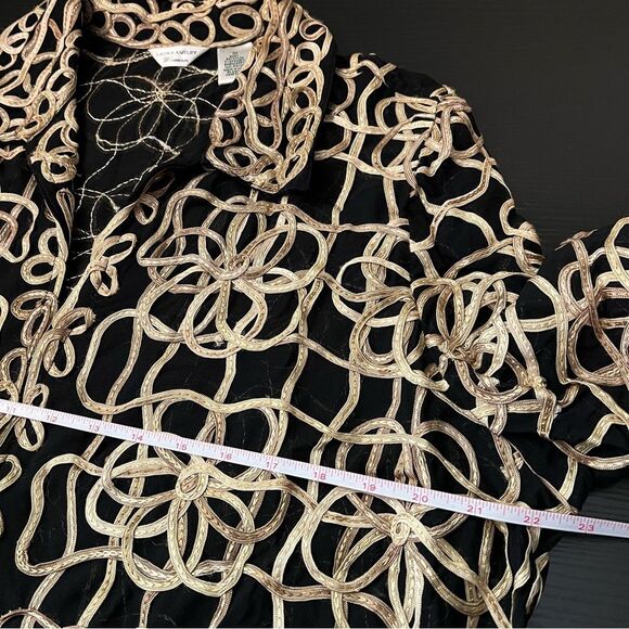 Laura Ashley Women’s Black Gold Sheer Jacket 1X - Picture 10 of 11